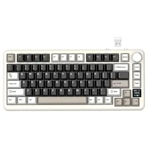 ATTACK SHARK X85 PRO 75% Tri-Mode Gasket Mechanical Keyboard, TFT Smart Display and CNC Knob, 5-Layer Padding, Hot-Swappable Blueberry Linear Switch, QMK Support, Cheese White