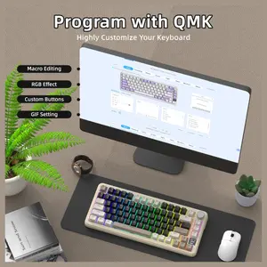 ATTACK SHARK X85 PRO 75% Tri-Mode Gasket Mechanical Keyboard, TFT Smart Display and CNC Knob, 5-Layer Padding, Hot-Swappable Blueberry Linear Switch, QMK Support, Cheese White