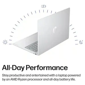 HP OmniBook 3 16-BY0205DX Laptop, AMD Ryzen 5 40, 16GB LPDDR5-5500 RAM, 256GB PCIe NVMe SSD, AMD Radeon 610M Graphics, 16" 2K 1920 x 1200 Display, Windows 11 Home, Glacier Silver and Canvas Gray