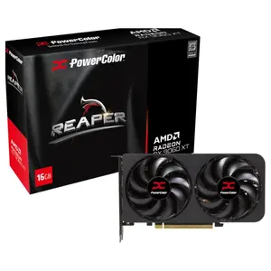 PowerColor Reaper Radeon RX 9060 XT Video Card, 16GB 128-Bit GDDR6, Boost Clock 3230MHz, PCI Express 5.0 x16, HDMI 2.1b and 2x DisplayPort 2.1a, RX9060XT 16G-A