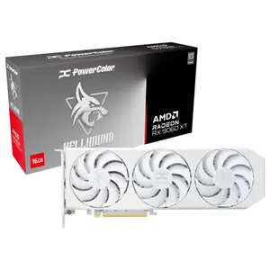 PowerColor Radeon RX 9060 XT Hellhound Graphics Card, 16GB 20000MHz GDDR6, Boost Clock 3311MHz, 2048 Stream Processors, PCIe 5.0, Spectral White