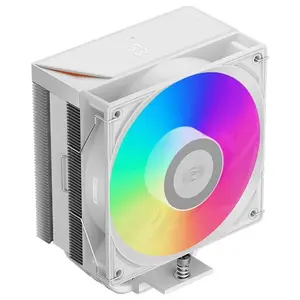 PCCOOLER RT500 Digital ARGB CPU Air Cooler, 245W TDP, 5x6mm Copper Heat Pipes, 120mm ARGB PWM Fan 500-2200RPM, Digital Temperature Display, 152mm Tower, White