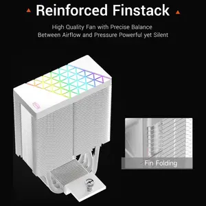 PCCOOLER CPS R400 ARGB Air CPU Cooler, 4 Direct-Contact 6mm Copper Heatpipes, 92mm ARGB PWM Fan 800-2200RPM, 180W TDP, 133mm Height, White