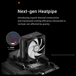PCCOOLER CPS RT400 Digital ARGB CPU Air Cooler, Digital Display, 4x6mm Direct-Contact Copper Heat Pipes, 120mm PWM ARGB Fan 600-1600RPM, Up To 180W TDP, 157mm Height, BK CPS RT400 Digital ARGB BK