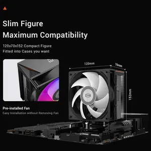 PCCOOLER CPS RT400 Digital ARGB CPU Air Cooler, Digital Display, 4x6mm Direct-Contact Copper Heat Pipes, 120mm PWM ARGB Fan 600-1600RPM, Up To 180W TDP, 157mm Height, BK CPS RT400 Digital ARGB BK