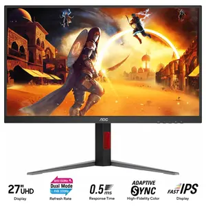 AOC U27G4 27 Inch Dual Refresh Rate Gaming Monitor, 4K UHD 160Hz Or FHD 320Hz, Fast IPS, 0.3ms MPRT, DisplayHDR 400, HDMI 2.1, DisplayPort 1.4