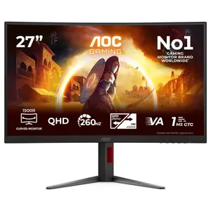 AOC CQ27G4Z2 27 Inch QHD Curved Dual Mode Gaming Monitor, QHD 260Hz, HD 400Hz, 1ms GtG Fast VA, HDR400, FreeSync Premium, Height Adjustable