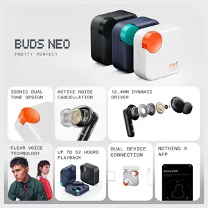 CMF BY NOTHING Buds Neo True Wireless Earbuds, 52H Playtime, 35dB Active Noise Cancelling, Bluetooth 6.0, 12.4mm Dynamic Driver, Black