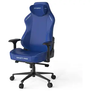 DXRacer Craft Pro Plus Craft Series Classic Gaming Chair, Extra Wide And Thick Seat Cushion, 4D Adjustable Armrests, Built-In Lumbar Support, Memory Foam Headrest, Indigo, CRA-PR001-I-H1