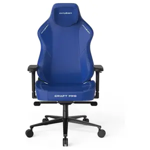DXRacer Craft Pro Plus Craft Series Classic Gaming Chair, Extra Wide And Thick Seat Cushion, 4D Adjustable Armrests, Built-In Lumbar Support, Memory Foam Headrest, Indigo, CRA-PR001-I-H1