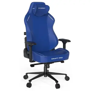 DXRacer Craft Pro Plus Craft Series Classic Gaming Chair, Extra Wide And Thick Seat Cushion, 4D Adjustable Armrests, Built-In Lumbar Support, Memory Foam Headrest, Indigo, CRA-PR001-I-H1