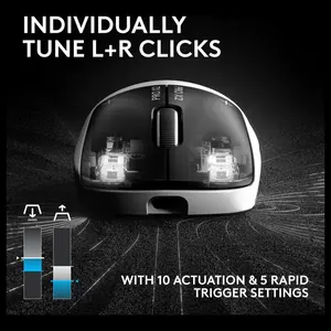 Logitech PRO X2 SUPERSTRIKE Lightspeed Wireless Gaming Mouse, HERO 2 Sensor Up to 88G and 888 IPS, Customizable Click Haptics, USB-C Charging, POWERPLAY Compatible, 910-007778