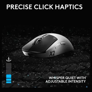 Logitech PRO X2 SUPERSTRIKE Lightspeed Wireless Gaming Mouse, HERO 2 Sensor Up to 88G and 888 IPS, Customizable Click Haptics, USB-C Charging, POWERPLAY Compatible, 910-007778