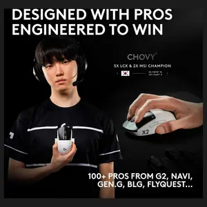 Logitech PRO X2 SUPERSTRIKE Lightspeed Wireless Gaming Mouse, HERO 2 Sensor Up to 88G and 888 IPS, Customizable Click Haptics, USB-C Charging, POWERPLAY Compatible, 910-007778