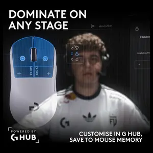 Logitech PRO X2 SUPERSTRIKE Lightspeed Wireless Gaming Mouse, HERO 2 Sensor Up to 88G and 888 IPS, Customizable Click Haptics, USB-C Charging, POWERPLAY Compatible, 910-007778