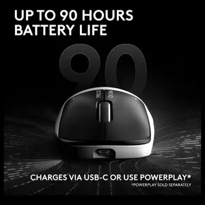 Logitech PRO X2 SUPERSTRIKE Lightspeed Wireless Gaming Mouse, HERO 2 Sensor Up to 88G and 888 IPS, Customizable Click Haptics, USB-C Charging, POWERPLAY Compatible, 910-007778