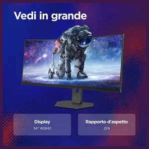 Lenovo Legion 34W-2c 34-Inch VA Curved Gaming Monitor, 3440 x 1440 WQHD 240Hz, 0.5ms MPRT, DisplayHDR 400, AMD FreeSync Premium, 2 x HDMI 2.1 and DP 1.4