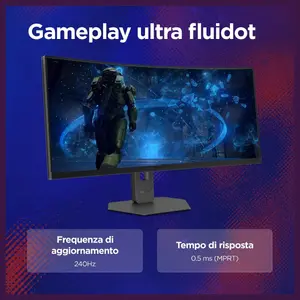 Lenovo Legion 34W-2c 34-Inch VA Curved Gaming Monitor, 3440 x 1440 WQHD 240Hz, 0.5ms MPRT, DisplayHDR 400, AMD FreeSync Premium, 2 x HDMI 2.1 and DP 1.4