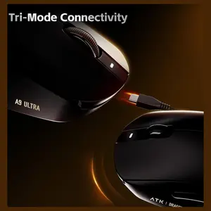 ATK Dragonfly A9 Plus 2.0 Wireless Gaming Mouse, PAW3395 Sensor, Up to 26000 DPI, 1K Polling Rate, 240Hr Battery, Tri-Mode 2.4G Bluetooth and Wired, White