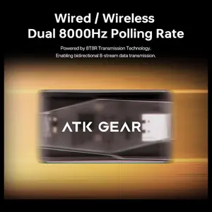 ATK Dragonfly A9 Ultimate+ Wireless Gaming Mouse, PAW3955 Master Sensor Up to 50000 DPI, 8K Polling Rate, 800Hr Battery, Dual-Mode 2.4G and Wired, Red
