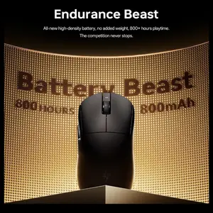 ATK Dragonfly A9 Ultimate+ Wireless Gaming Mouse, PAW3955 Master Sensor Up to 50000 DPI, 8K Polling Rate, 800Hr Battery, Dual-Mode 2.4G and Wired, Red