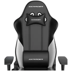 DXRacer Prince Series Gaming Chair, Racing Style, Cooling Gel Headrest, Lumbar Support, 2D Armrest, 90-135 Degree Recline, PVC Leather, Black White