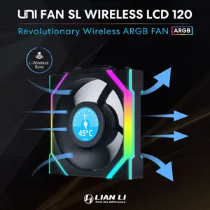 Lian Li 120mm UNI FAN SL Wireless LCD ARGB Case Fan (Black, 3-Pack) 12SLLCD1W3B | Free Shipping