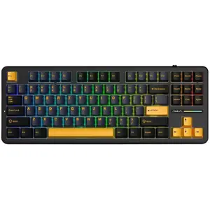 AULA F87 Mechanical RGB TKL Keyboard, LEOBOG Graywood V3 Linear Switch, Gasket Mount, Hot Swap, Macro Support, Tri-Mode Type-C Wired 2.4GHz Wireless and Bluetooth, 4000mAh Battery, Black Navy Blue Orange