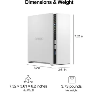 QNAP TS-233-US Desktop NAS, ARM Cortex-A55 Quad-Core 2.0GHz, 2GB DDR4 RAM