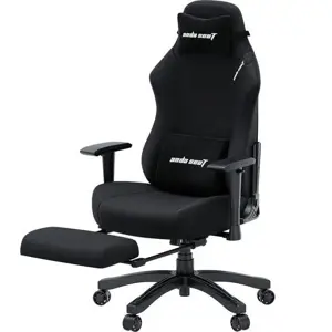 Anda Seat Luna Pro Large Gaming Chair With Footrest, Ergonomic Reclining Design, Fabric, Heavy Duty Neck and Back Support, Rocking Function, Black Fabric | Free Shipping