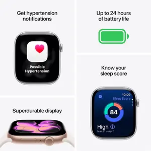 Apple Watch Series 11 GPS 46mm Smartwatch Jet Black Aluminum Case, Black Sport Band M/L, Always-On Display, Sleep Score, Fitness Tracker, Water Resistant