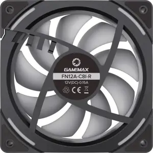 GameMax FN12A-C8I-R 120mm ARGB PC Case Fan Black Reversible Blades Infinity Mirror Center 5V 3pin Aura Sync 800-1600 RPM 4pin PWM