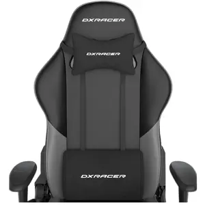 DXRacer Prince Series Gaming Chair, Racing Style, Cooling Gel Headrest, Lumbar Support, 2D Armrest, 90-135 Degree Recline, PVC Leather, Black Grey
