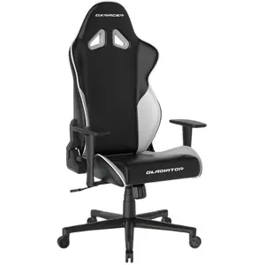 DXRacer Prince Series Gaming Chair, Racing Style, Cooling Gel Headrest, Lumbar Support, 2D Armrest, 90-135 Degree Recline, PVC Leather, Black White