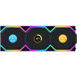 Lian Li 120mm UNI FAN SL Wireless LCD ARGB Case Fan (Black, 3-Pack) 12SLLCD1W3B | Free Shipping