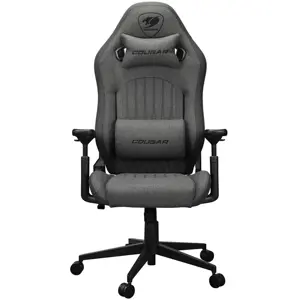 Cougar Explore Royal Gray F Gaming Chair, 3D Hyperrotation Armrests, Premium Imitation Linen Fabric, Lumbar and Neck Pillows, Textured Leatherette Backrest, Royal Gray