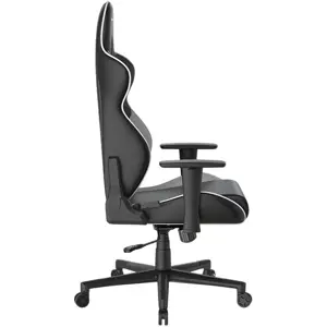 DXRacer Prince Series Gaming Chair, Racing Style, Cooling Gel Headrest, Lumbar Support, 2D Armrest, 90-135 Degree Recline, PVC Leather, Black White