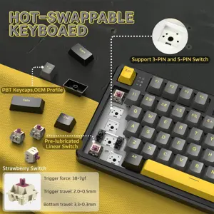 ATTACK SHARK X87 Wireless Tri-Mode Mechanical Gaming Keyboard, Hot-Swappable, Gasket Mount, RGB Backlit, Pre-Lubed Linear Switches, Side-Printed PBT Keycaps, TKL 87-Key, Star Black