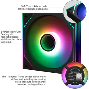Thermalright TL-M12R-S 120mm ARGB PWM Reverse Airflow Case Fan, 1500RPM, Silent Operation, Inverted Design, Black
