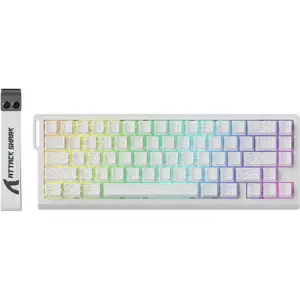 ATTACK SHARK X68 HE Rapid Trigger Keyboard, 60% Wired, Magnetic Switch, 0.01mm RT Accuracy, 8000Hz Polling Rate, Adjustable Actuation 0.1-3.4mm, RGB, White Contour