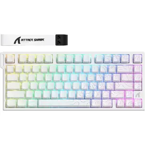 ATTACK SHARK R82HE Rapid Trigger Wired Mechanical Gaming Keyboard, TKL NKRO, 8K Polling, 0.005mm RT Accuracy, 256K Scan Rate, 5 Layer Sound Damped, Hall Effect Magnetic Switch, White Contour