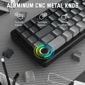 ATTACK SHARK X66 Wireless Mechanical Keyboard, 60% Layout, Hot-Swappable Strawberry Switch, Side Printed PBT Keycaps, Bluetooth 2.4G Type-C Wired, 3000mAh Battery, Moonlit Night