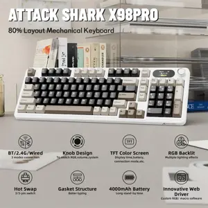 ATTACK SHARK X98PRO Wireless Gaming Keyboard 99 Keys Cheese White