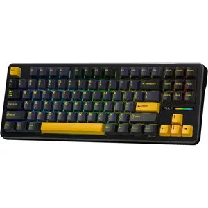 AULA F87 Mechanical RGB TKL Keyboard, LEOBOG Graywood V3 Linear Switch, Gasket Mount, Hot Swap, Macro Support, Tri-Mode Type-C Wired 2.4GHz Wireless and Bluetooth, 4000mAh Battery, Black Navy Blue Orange