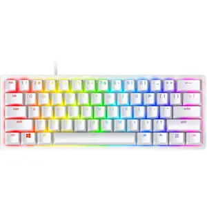 Razer Huntsman Mini 60% Gaming Keyboard, Linear Optical Switches, Aluminum Top Frame, Chroma RGB Lighting, PBT Keycaps, Onboard Memory, White, RZ03-03390400-R3M1