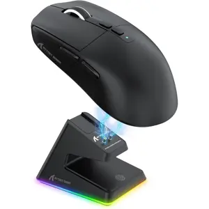 ATTACK SHARK X6 Tri-Mode Gaming Mouse With Charging Dock, 26000 DPI, PixArt PAW3395 Sensor, 49g Superlight, 200 Hours Battery, Ergonomic Design, Black
