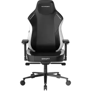Dxracer CRAFT Series Cloud Comfort Gaming Chair, CloudSense Layered Sponge, Zero-Pressure Headrest, 2D Lumbar Support, 4D Armrests, 15° Rocking, Black White, Plus/XL - Free Shipping