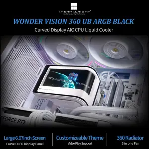 Thermalright Wonder Vision 360 UB ARGB White Liquid CPU Cooler – 6.67" 3D Curved AMOLED Screen, 2K 60Hz Display, Triple 2150RPM Fans, Intel LGA1851/1700, AMD AM4/AM5