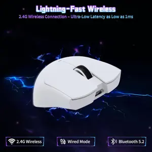 ATTACK SHARK X11SE Wireless Gaming Mouse, PixArt PAW3311 Sensor, Tri-Mode BT/2.4G/Wired, 59g Ultra-Light, 65 Hours Battery, White