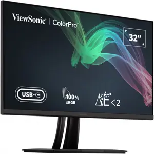 ViewSonic VP3256-4K ColorPro 32" 4K UHD Pantone Validated 100% sRGB & Factory Pre-Calibrated Monitor with 60W USB-C